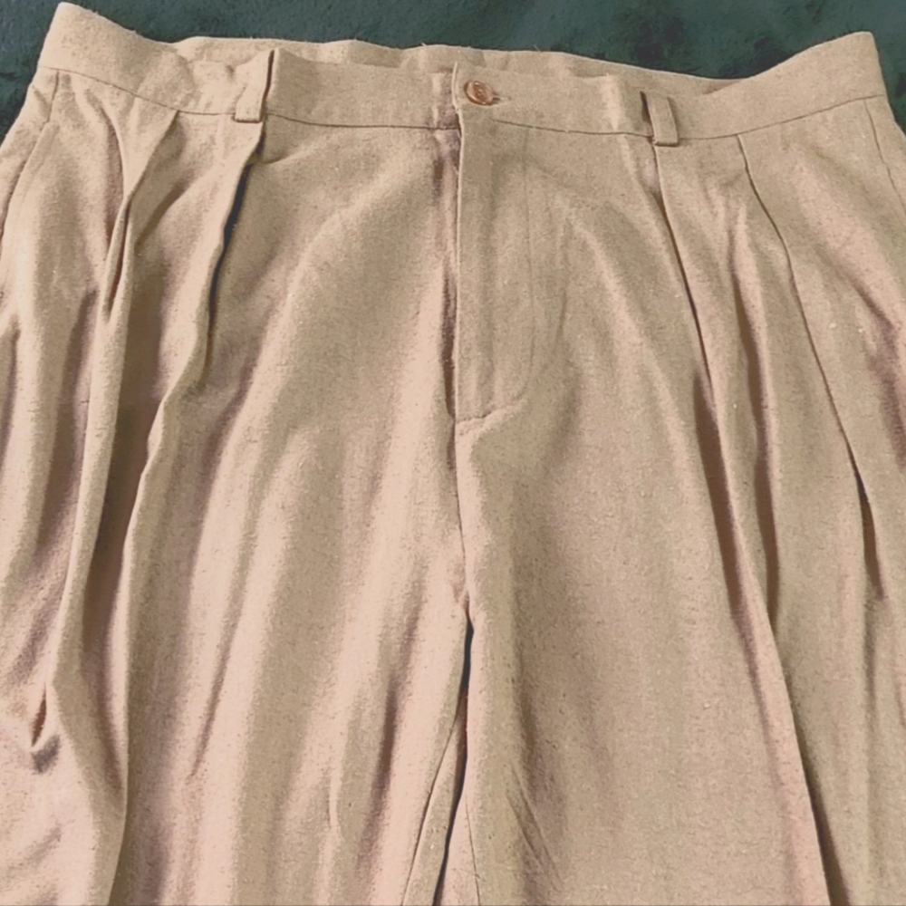 80's Pleated Silk Pants Mens 38 - Picture 3 of 10